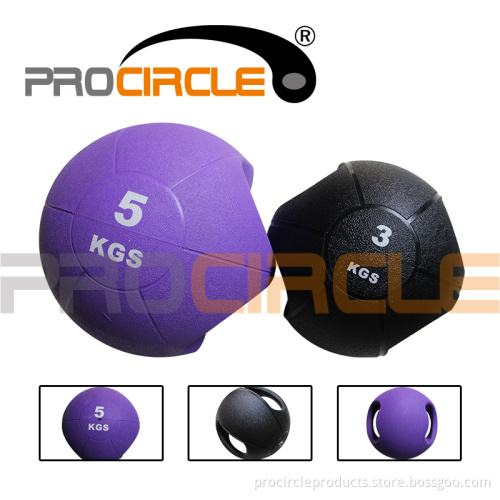 Double Handle Dual Grip Rubber Medicine Ball with Handle (PC-MB1020-1027)